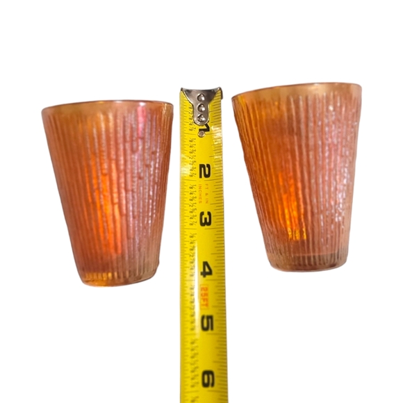 ⏳️Vintage⏳️ CARNIVAL JEANNETTE  TREE BARK Marigold Set Juice Glasses - Picture 6 of 6